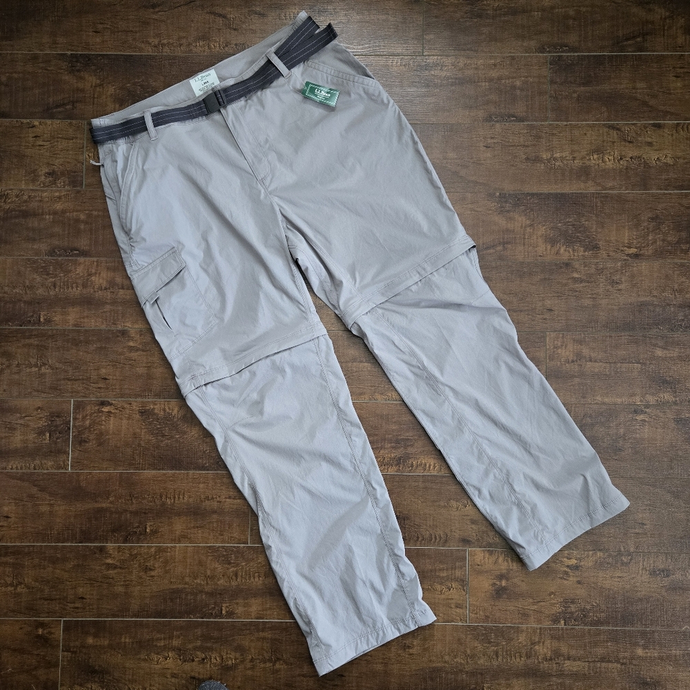 L.L. Bean Tropicwear Zip-Off Pants Mid-Rise Gray NWT Size L-Reg